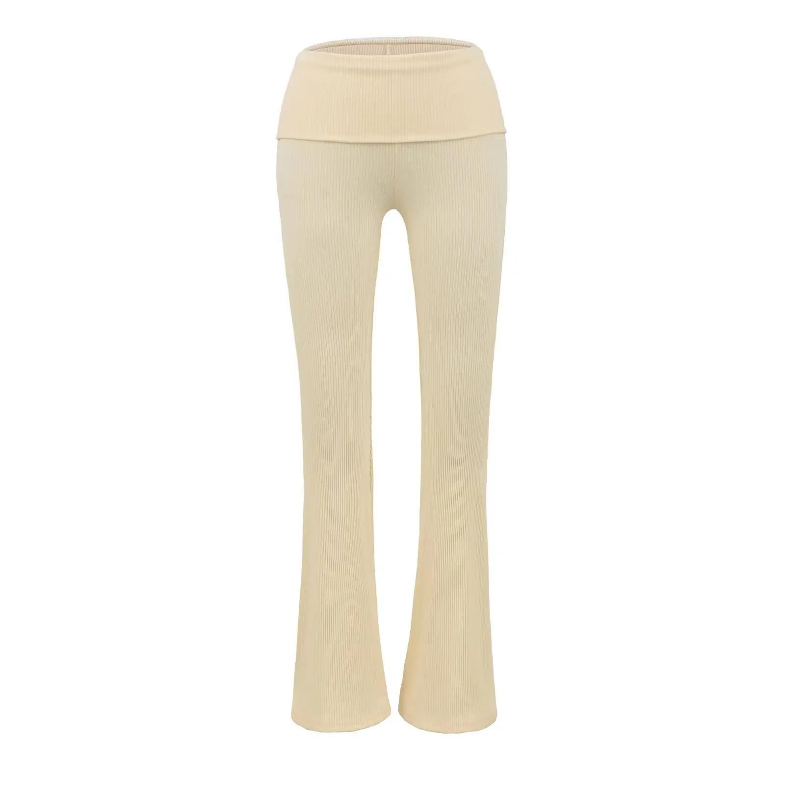 

Retro Low Waist Elastic Knitted Base Layer Pants Women's Casual Flared Leggings Slimming Trendy Bot for Autumn Season