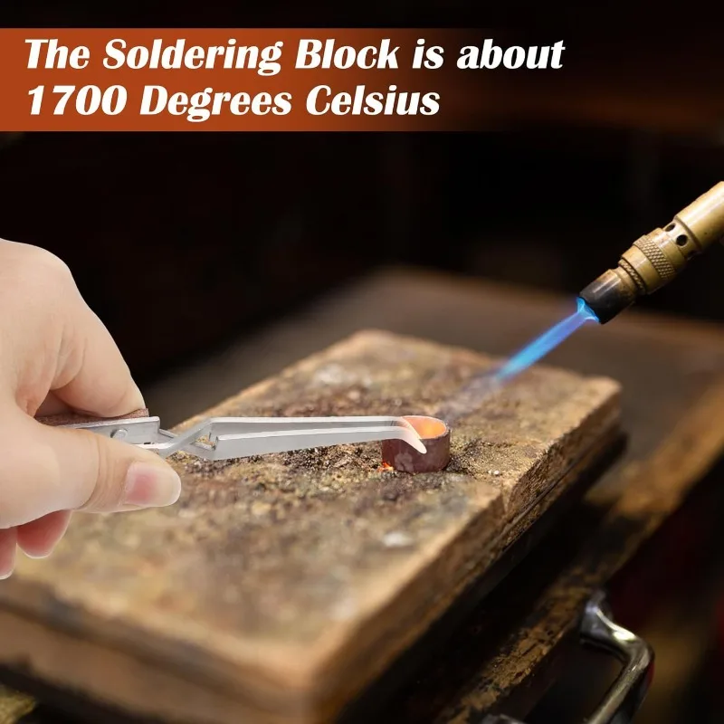 360° Rotate Cross Soldering Tweezers Stand, Heat Insulate Firebrick Jewelry Welding Tools Gold Silver Soldering Melting Toosl