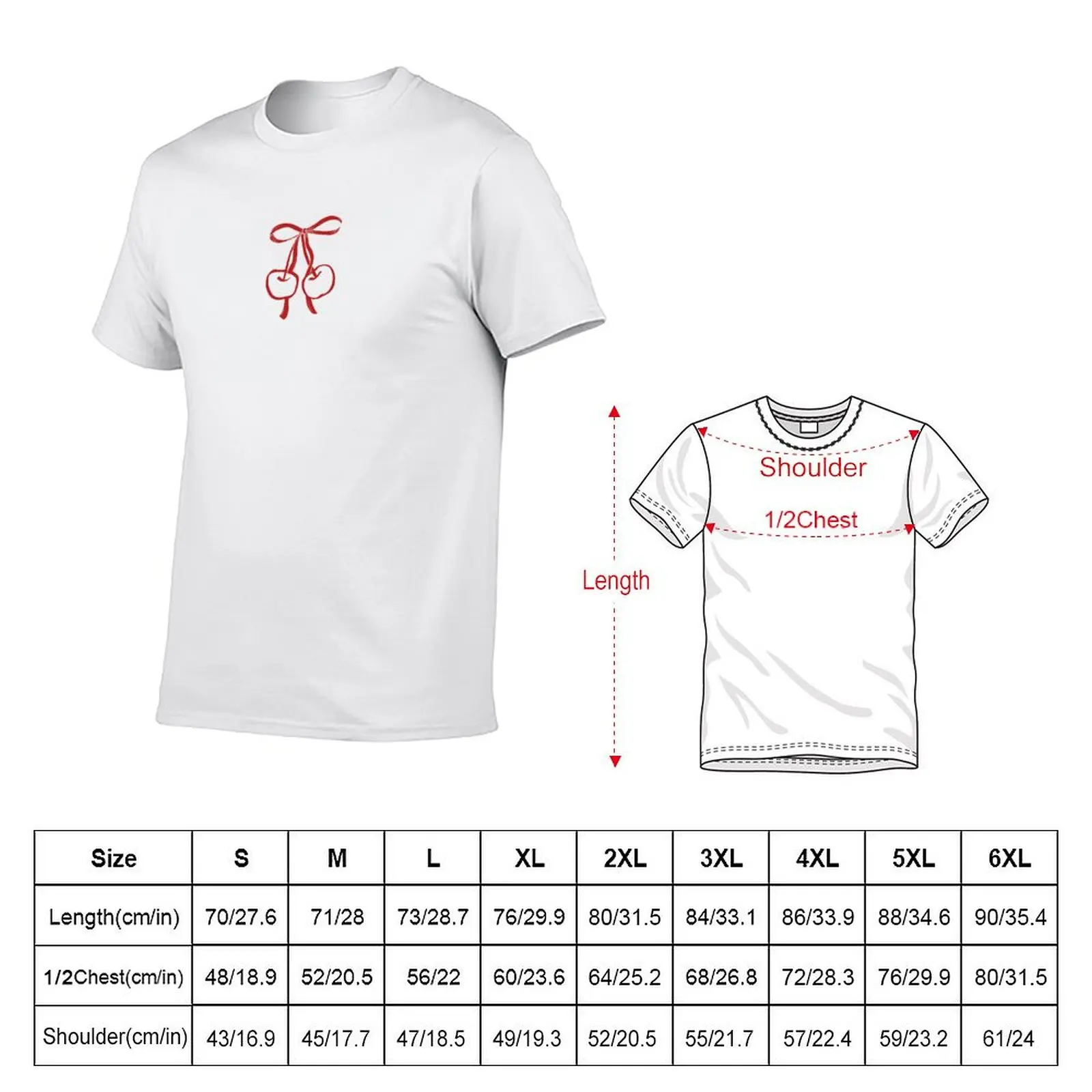 minimal red bow cherry design T-Shirt High Elasticity Sports T-Shirt