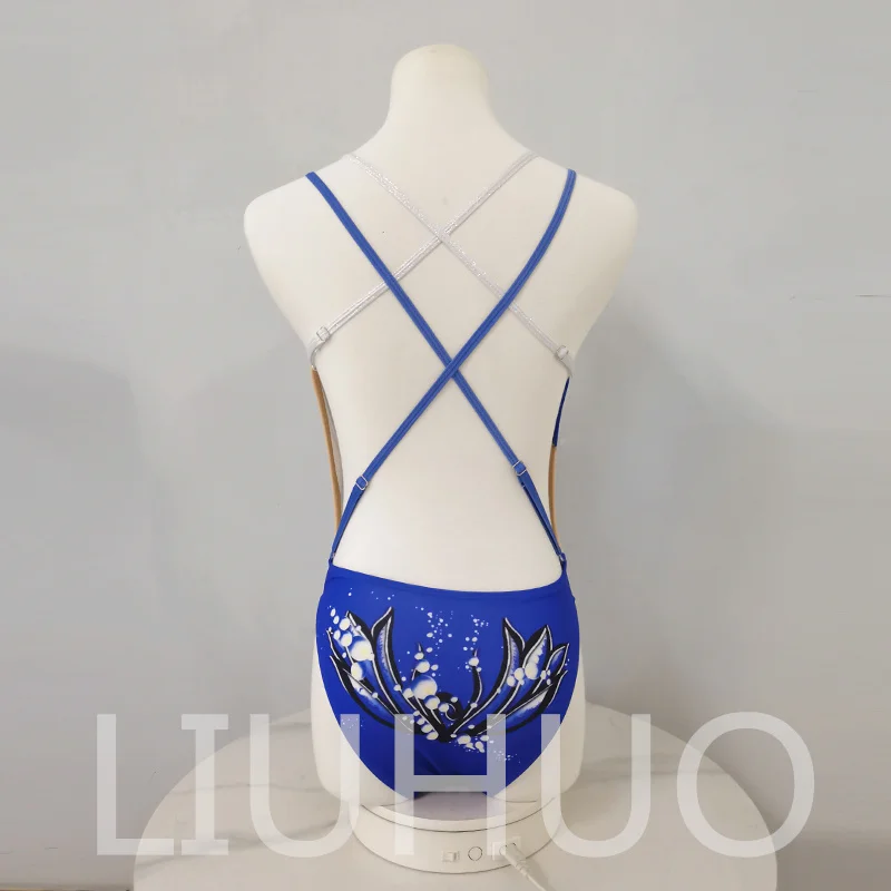 Synchronized Swimming Suit With Rhinestones Swimsuit Girls Competition Dress