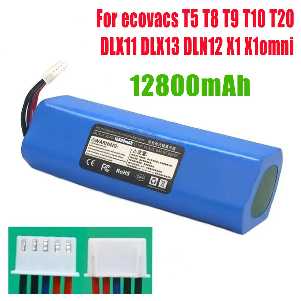 2024 Upgrade 12800mAh14.4V For ecovacs T5 T8 T9 T10 T20 DLX11 DLX13 DLN12 X1 X1omni X1turbo Sweeping robot battery