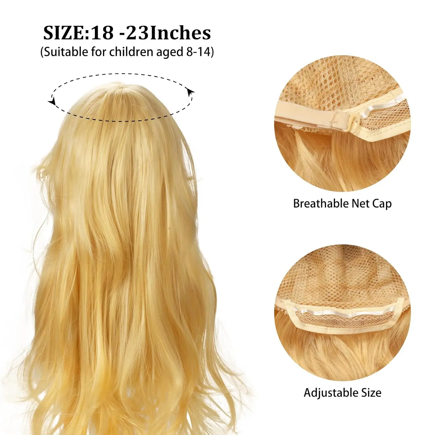 Blonde Wavy Princess Wig Golden Long Wavy Wigs Peach Cosplay Wig Anime Synthetic Hair for Costume Party wig and 1 Crown
