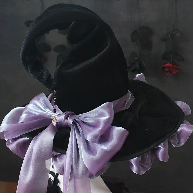 Chapeau de Sorcière Gothique avec Nœud Violet – photo 5
