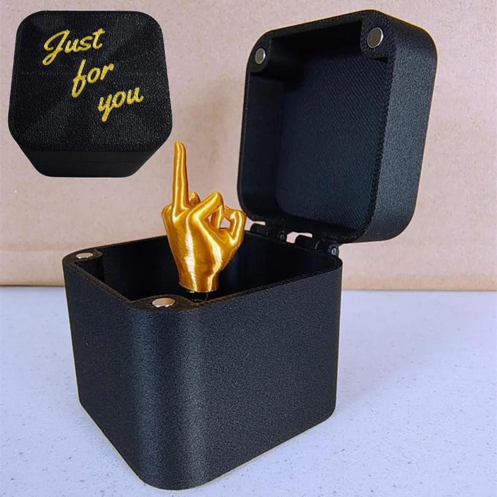 Middle Finger Surprise Gift Box Annoying Gift Box with Middle Finger Black Ring Box Christmas Fun Prank Gift for Office Desk