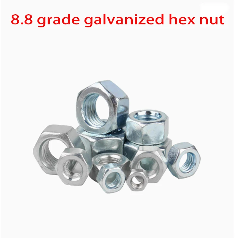 8.8 grade Zinc plating Galvanized Hex nuts Hexagon nut hexagonal sleeves whiteM2 -M30