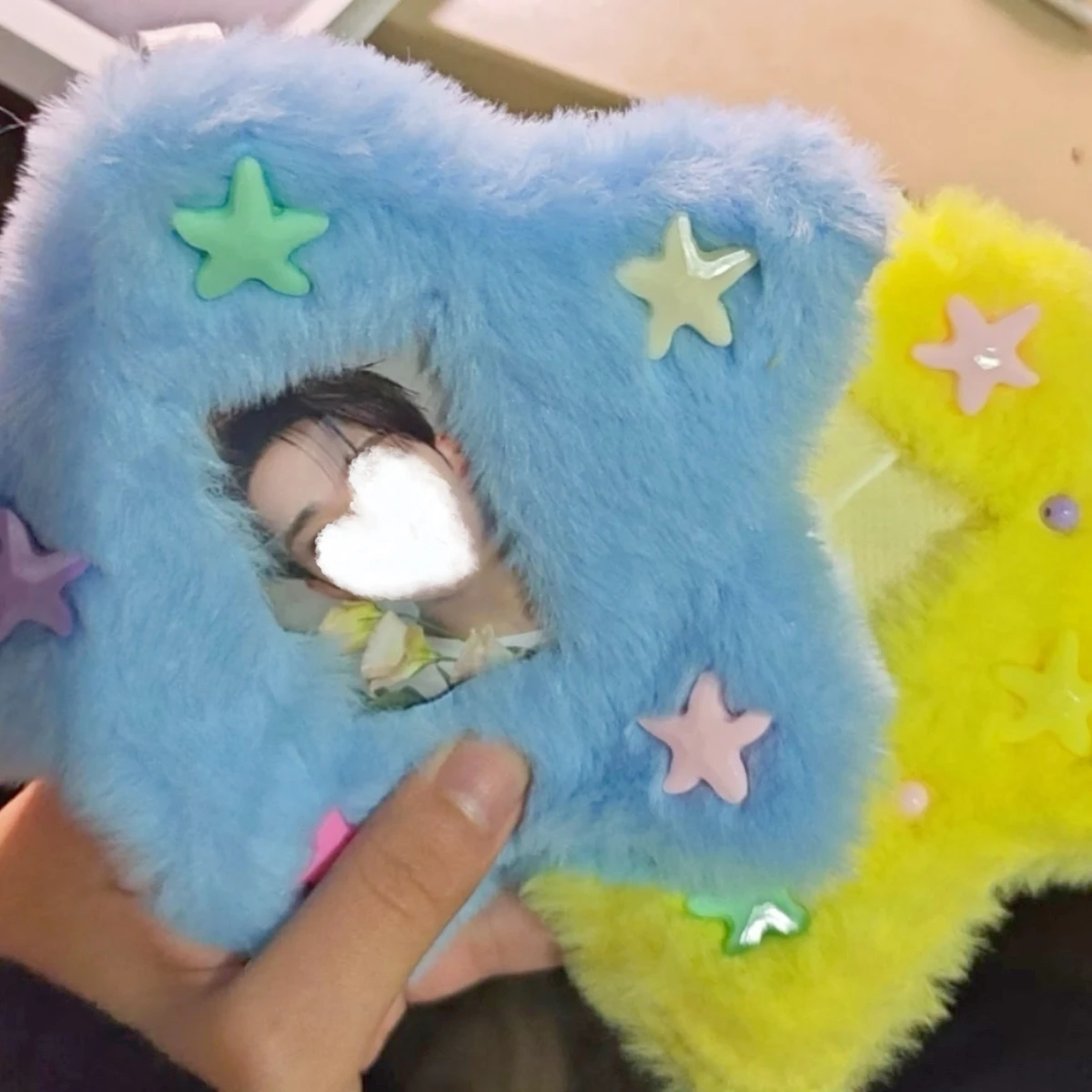 1Pc Plush Star Card Holder, 3inch Idol Photo Card Protectors, Cute 3D Star Card Holder, Fan Merchandise for Storing Small Cards, Suitable for 3-3.5inch Polaroid Photo Cards, Idol Album Cards, Used as Bag Charms, Keycha