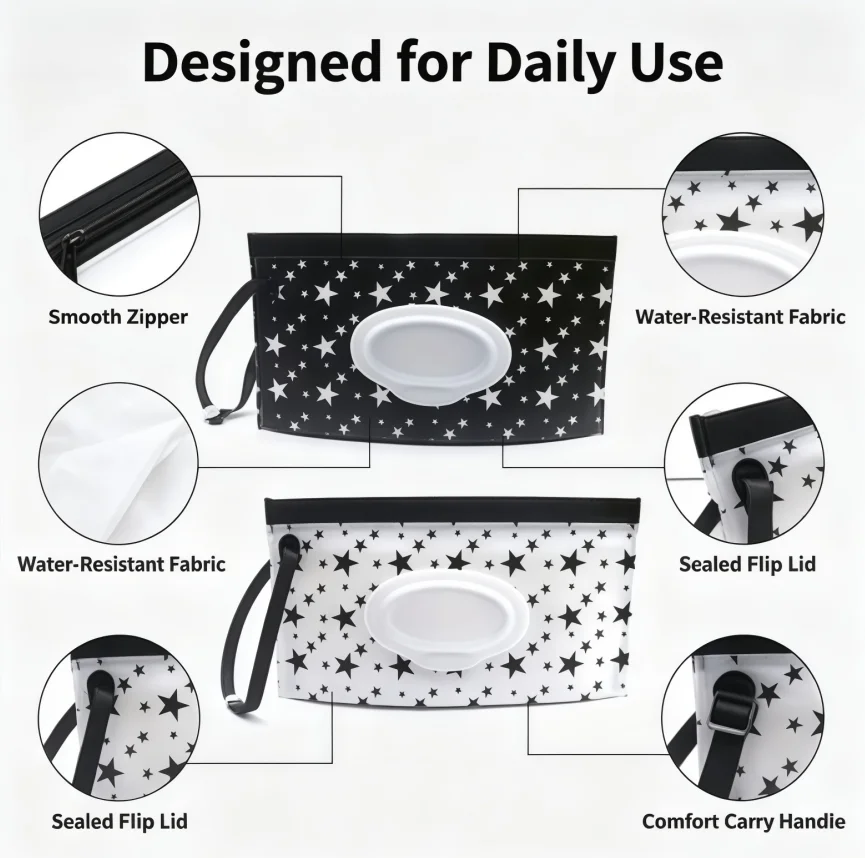 2Pack Portable Baby Wipe Dispenser Lightweight Travel Wet Wipe Holder Reusable Wipes Dispenser Cases for On-the-Go view 7