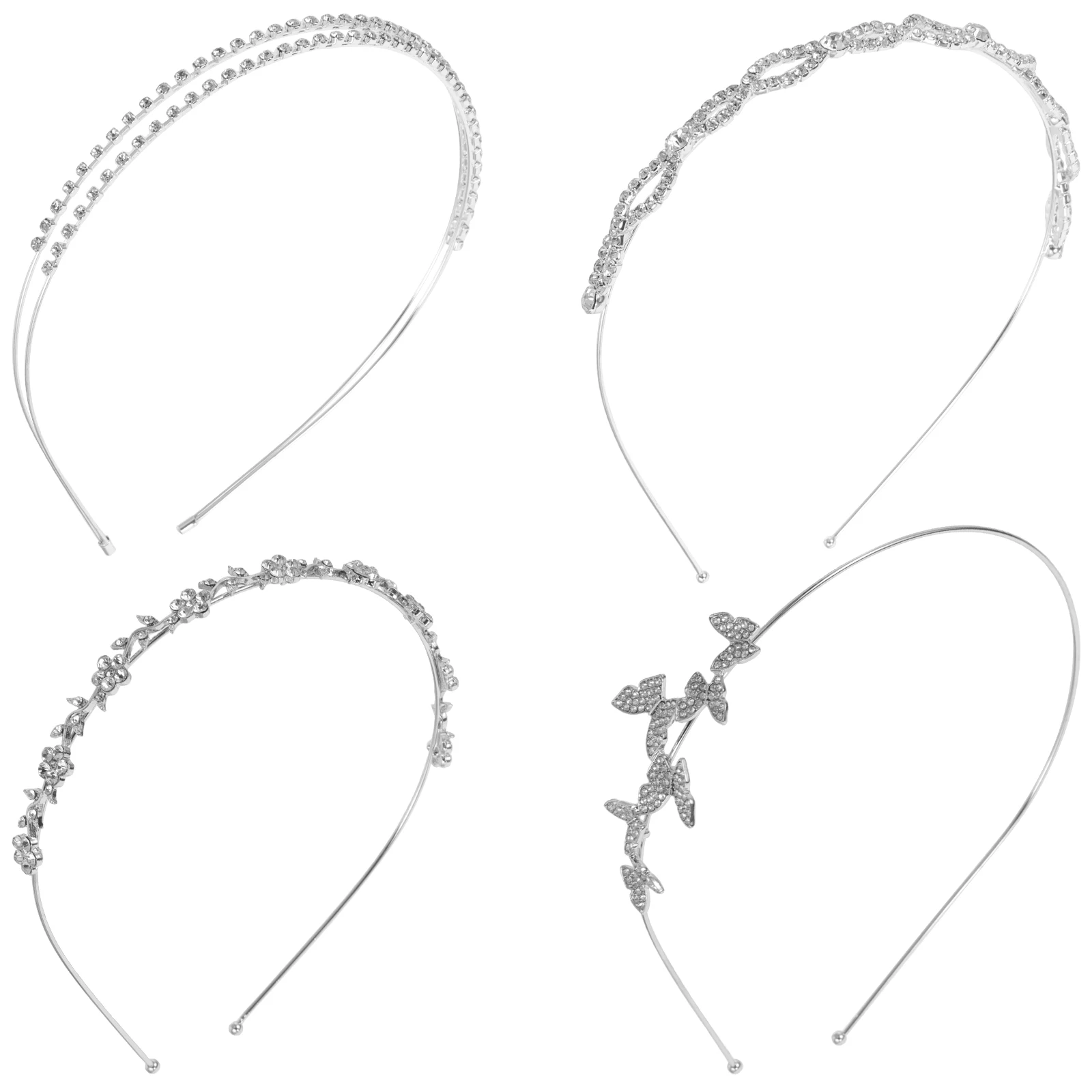 

4pcs Pearl Headband Decorative Bridal Wedding Hairband for Women Crown Rhinestones Sparkle Lightweight Practical Storage