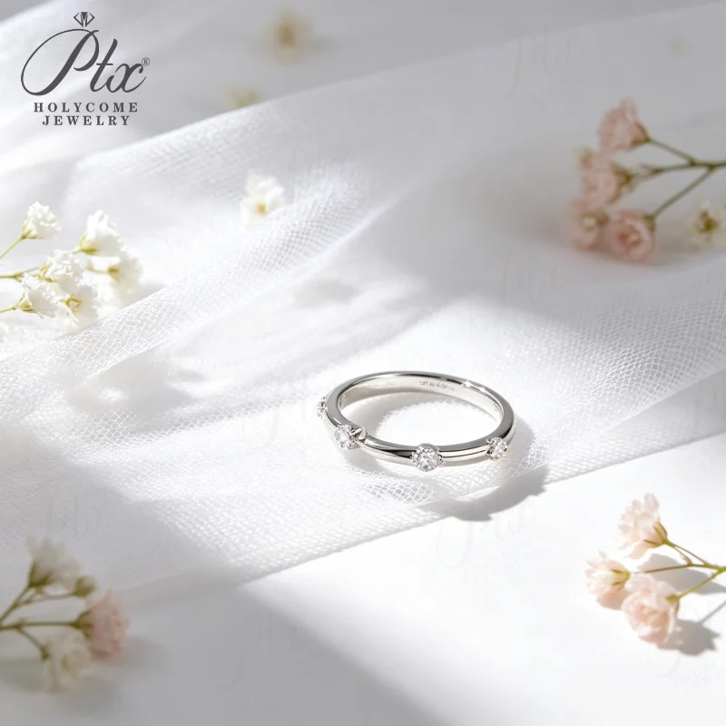 Moissanite Ring 925 Sterling Silver Round Cut D GRA Certified Hypoallergenic Fine Jewelry Factory Direct Non‑Fading Ideal Gift