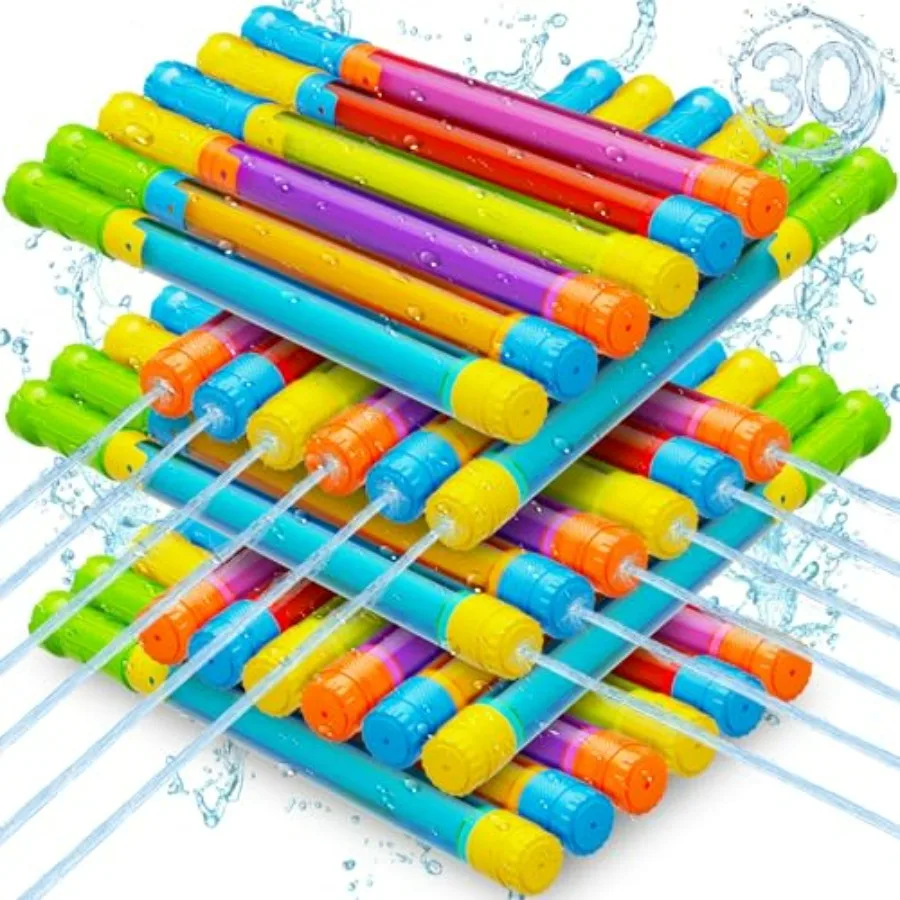 

30pcs water gun blaster toys for swimming pool beach oceans summer party games yards outdoor, plastic, 6 colors, 40ft range