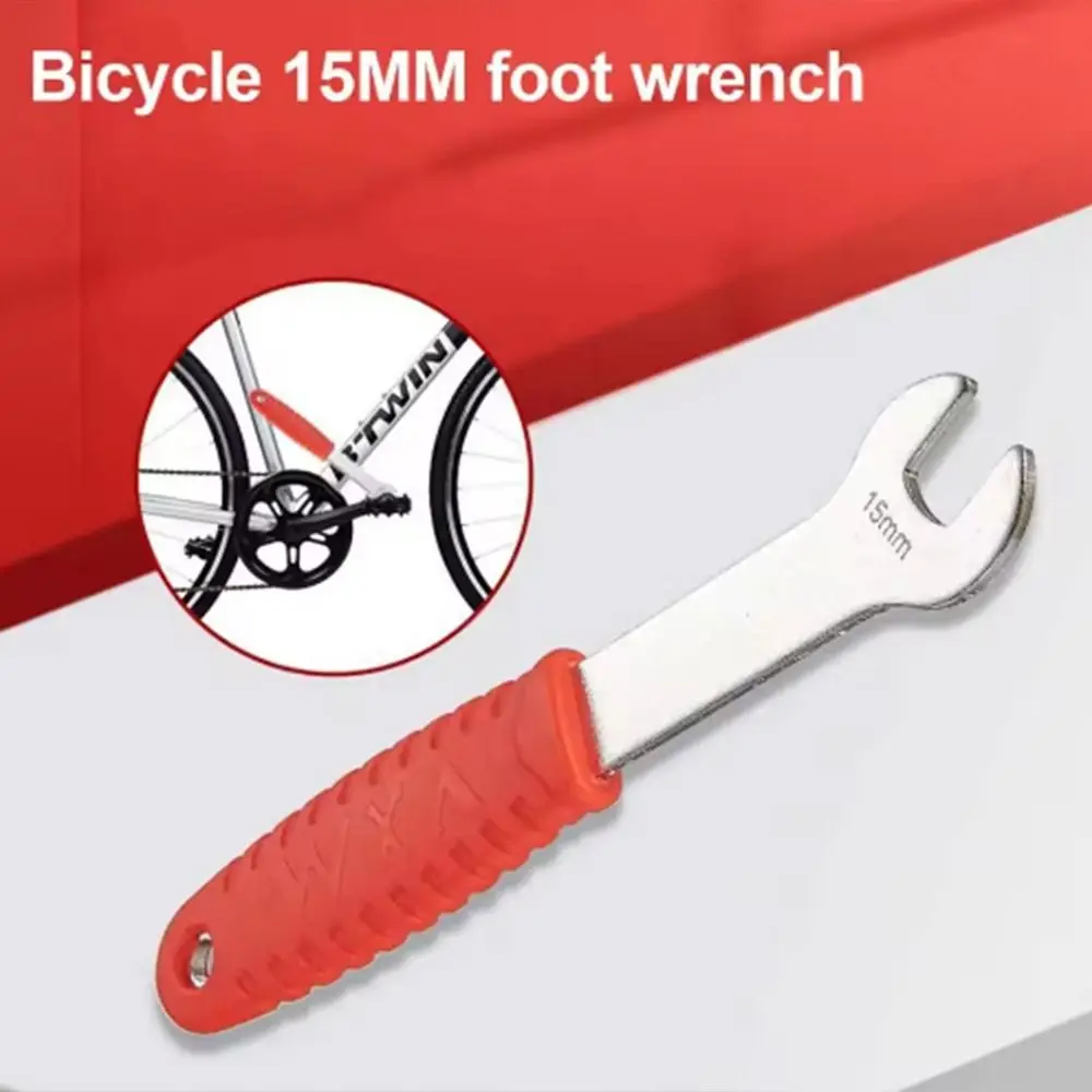 

15mm Bicycle Pedal Wrench with Anti-slip Rubber Handle Heavy-duty Pedal Remover Spanner Durable Multi-functional