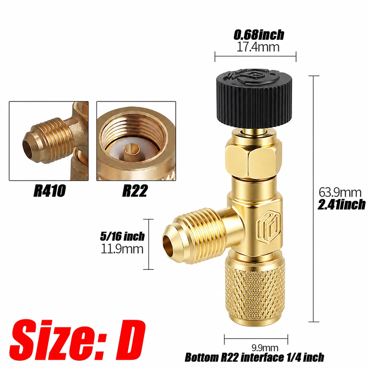 1/4 Stück R22 R410 Kältemittel-Füllventil Sicherheitsadapter Durchflussregelventil für R22 R410 Klimaanlagen-Manifold