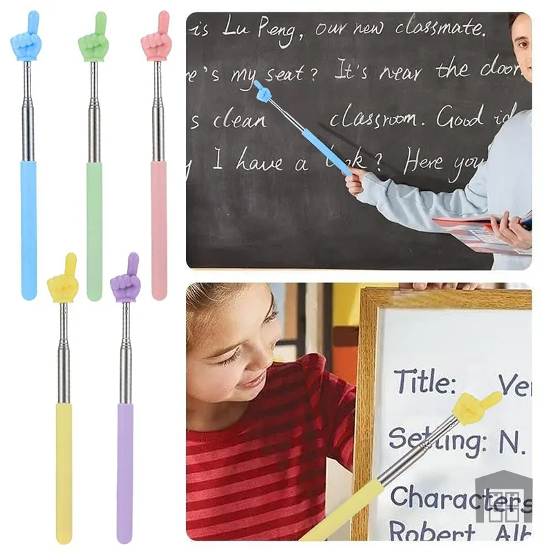 1 قطعة مؤشر التدريس الفولاذ المقاوم للصدأ قضيب تليسكوبي تصميم الاصبع السبورة التدريس عصا مدرسة مكتب المورد للفصول الدراسية #1