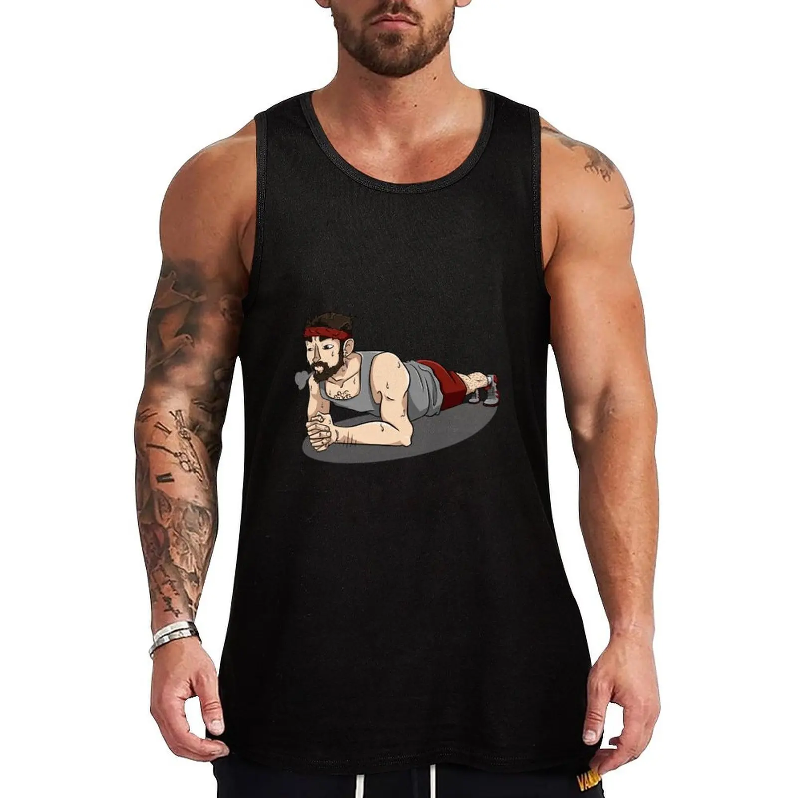 Pulpy Syntax Workout Plank Tank Top, débardeur à imprimé moderne, chemise graphique contemporaine