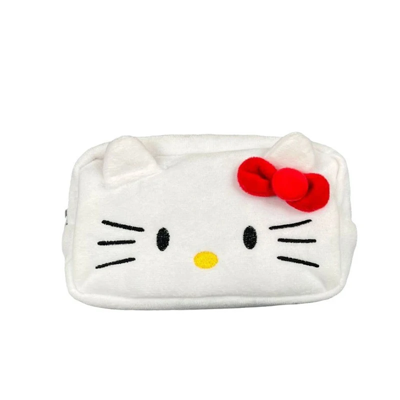 1Pcs Sanrio Hello Kitty Plush Stationery Bag, Cute Cartoon Large Capacity Storage Bag, Kawaii Fashion Pencil Box