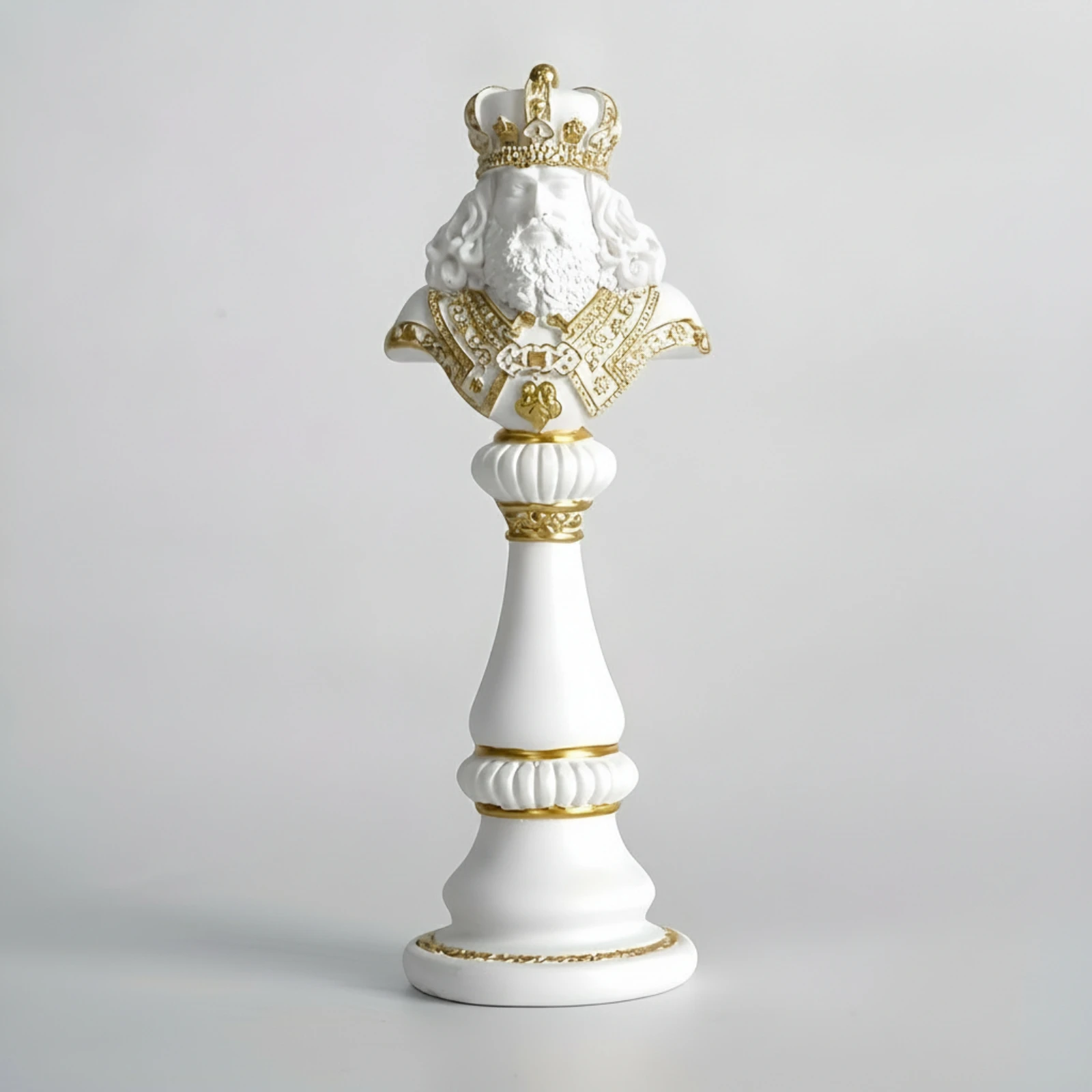 Chess Statue with Pedestal Polished Chess Figurine Tabletop Ornament Sculpted Resin for Home Decorators, Living Room, Mantel