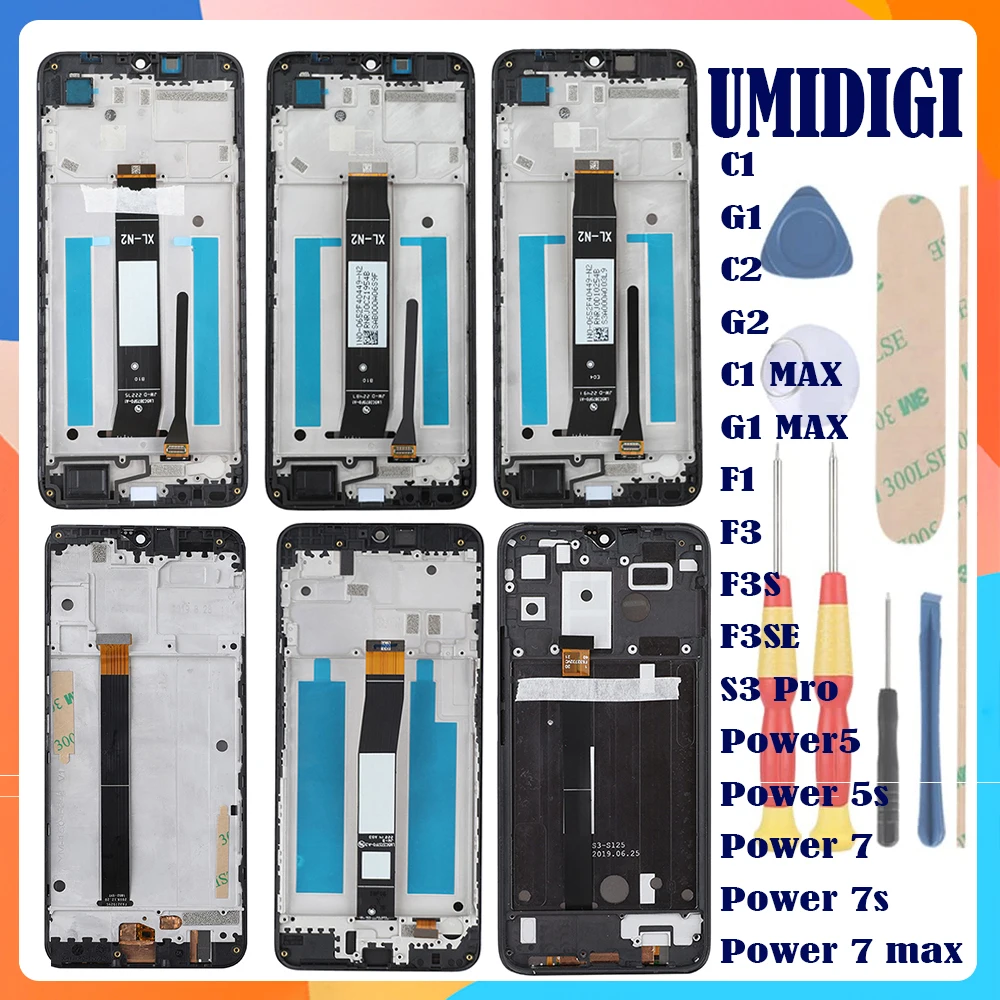 For UMIDIGI C1 G1 C2 G2 C1 MAX G1 MAX F1 F3 F3S F3SE S3 Pro Power5 Power 5s Power 7 Power 7s  Power 7 max +Display + Touch+Frame