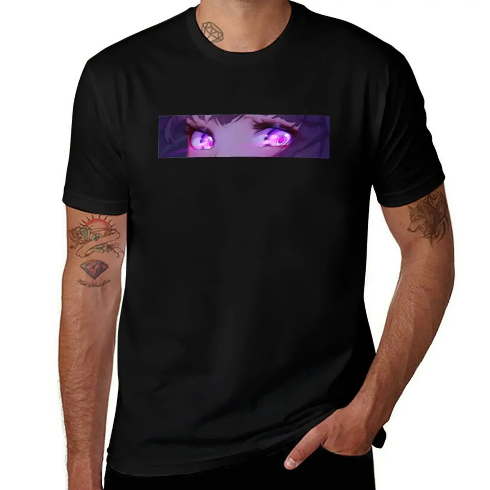 Lewd Raiden Mei Eyes T-Shirt vintage clothes blacks T-shirts for men cotton