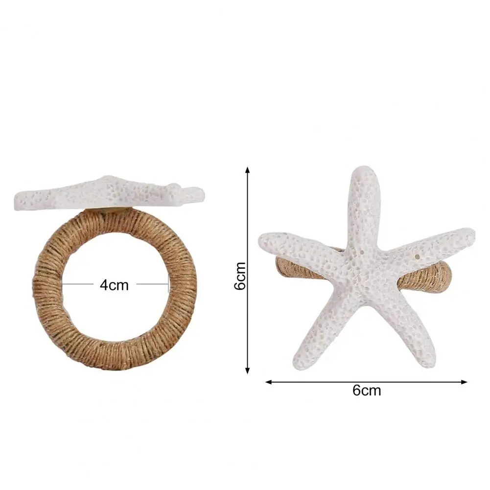 Anel de guardanapo costeiro de plástico anel de guardanapo de estrela do mar anéis de guardanapo de estrela do mar para eventos temáticos do oceano conjunto de 6 reutilizáveis para casamentos