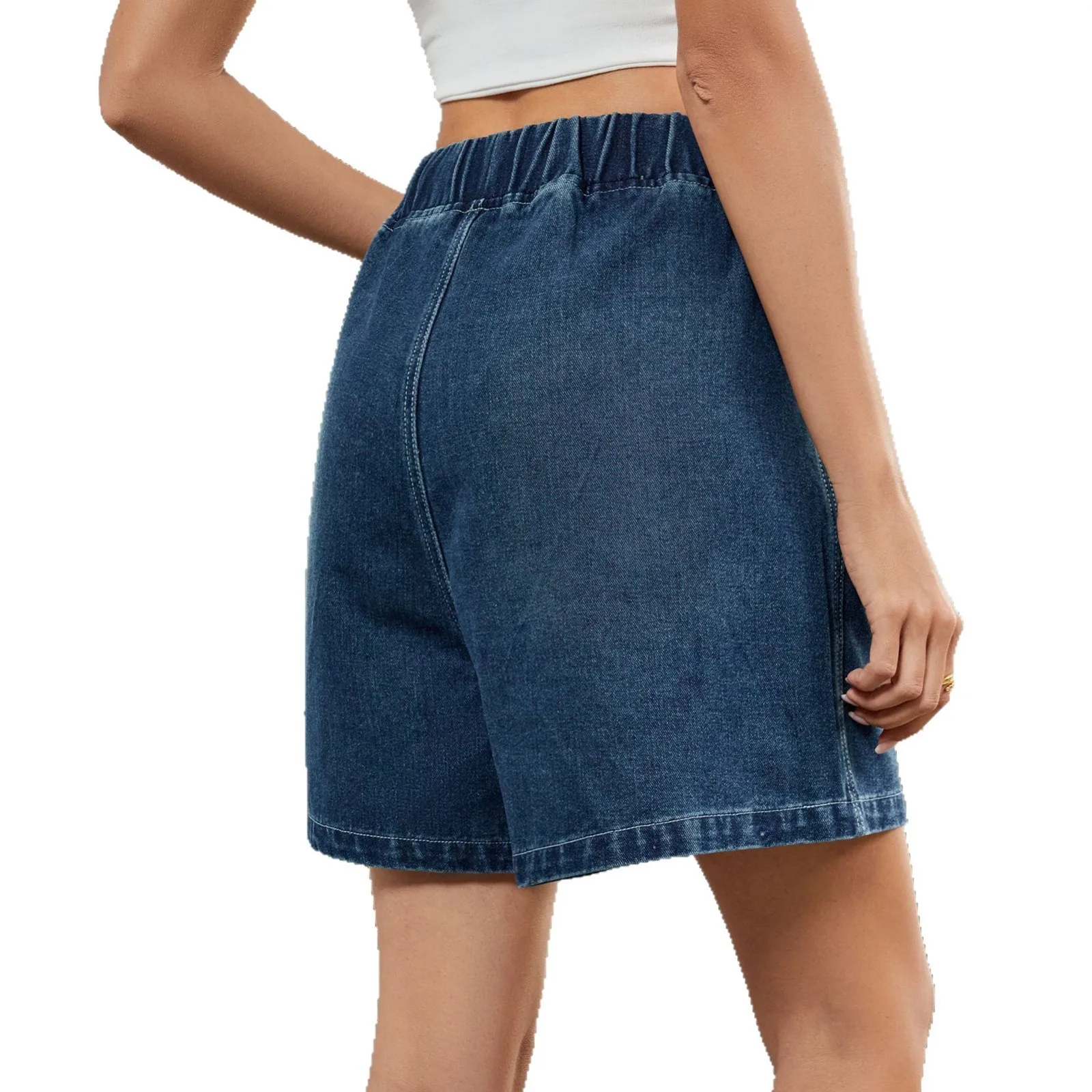 

Cross-Border Summer New Style Women's Casual Washed Denim Shorts High Waist Street Style plus Size No Stretch Jeans Fabric