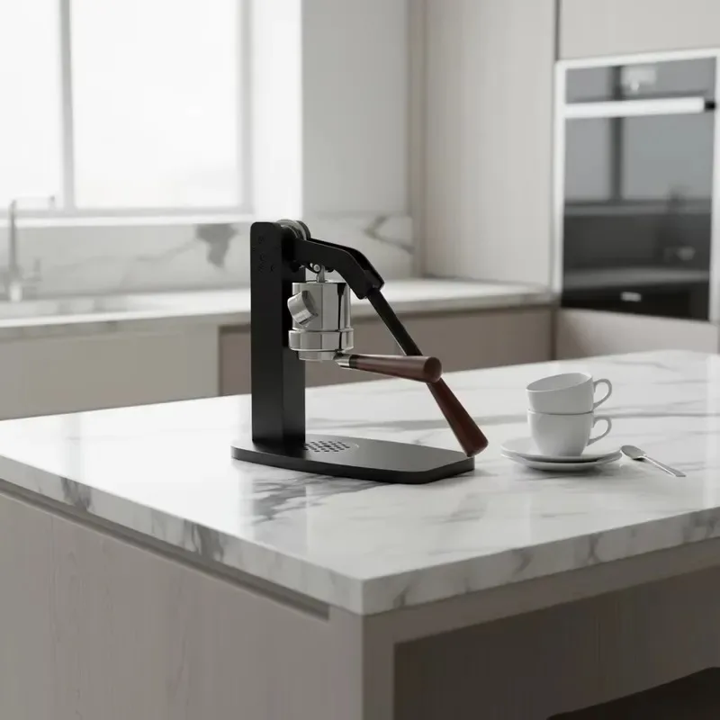 STLF Professional hand-pressed coffee machine with pressure gauge, extraction stability