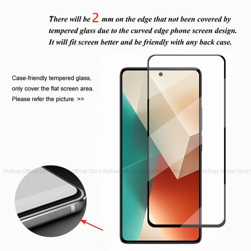 Full Glue Glass For Xiaomi Redmi Note 13 5G Screen Protector Glass Xiaomi Redmi Note 13 Pro 5G Tempered Glass Mobile Phone Film