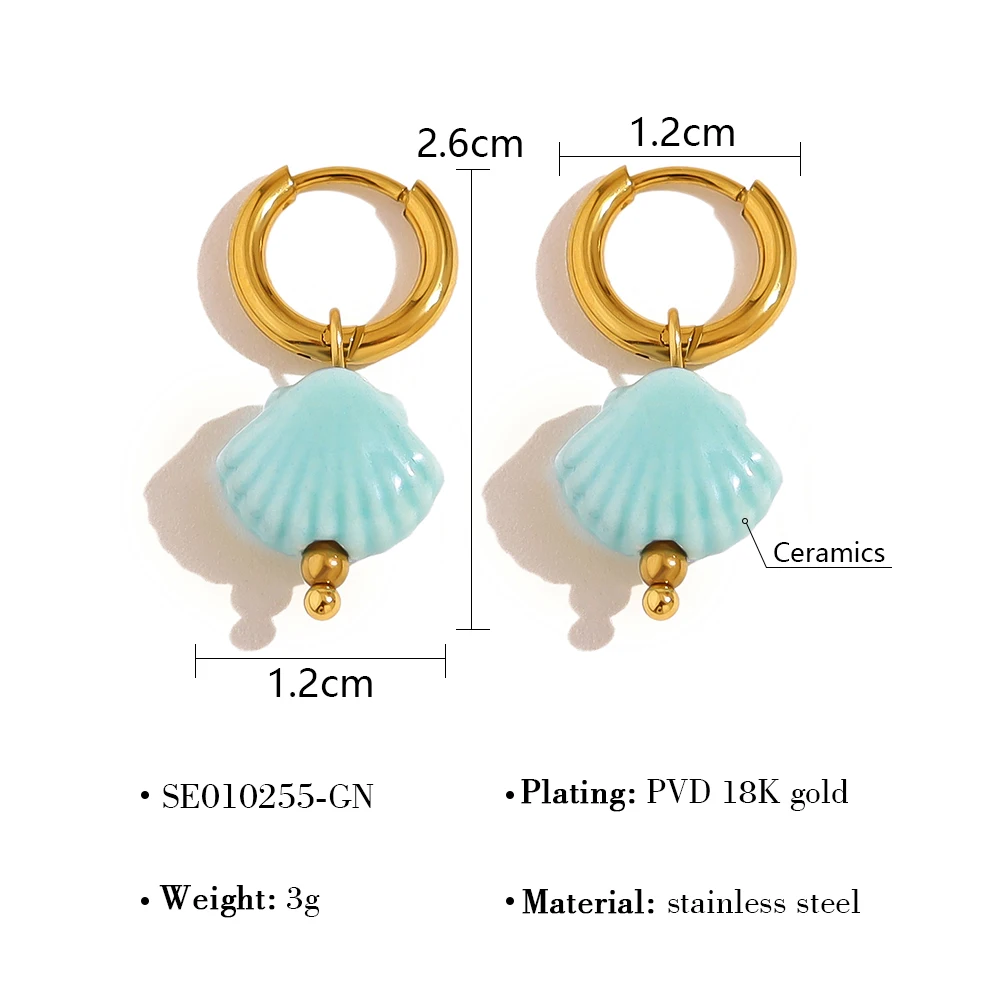 WILD & FREE Colorful Ceramic Charms Stainless Steel Hoop Earrings for Women Creative Individual 18K Gold Plated Jewelry