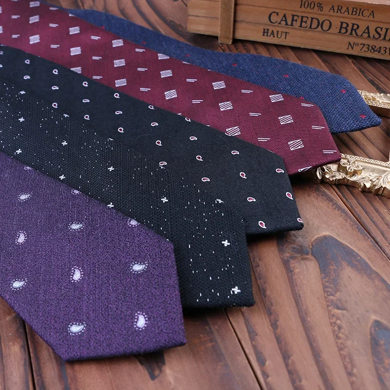 

Formal Wedding Business 7cm Hand Tie Polyester Cotton Interwoven Cashew Flower Suit Accessories Professional Work