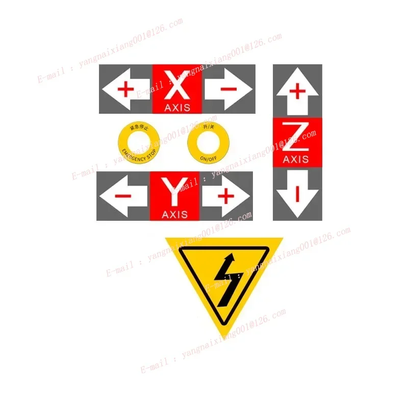 1PC New Caution Sign  Engraving Machine Safety Sign PVC Label X/Y/Z Axis Sticker 1325 Signage CNC Switch Emergency Stop Paste