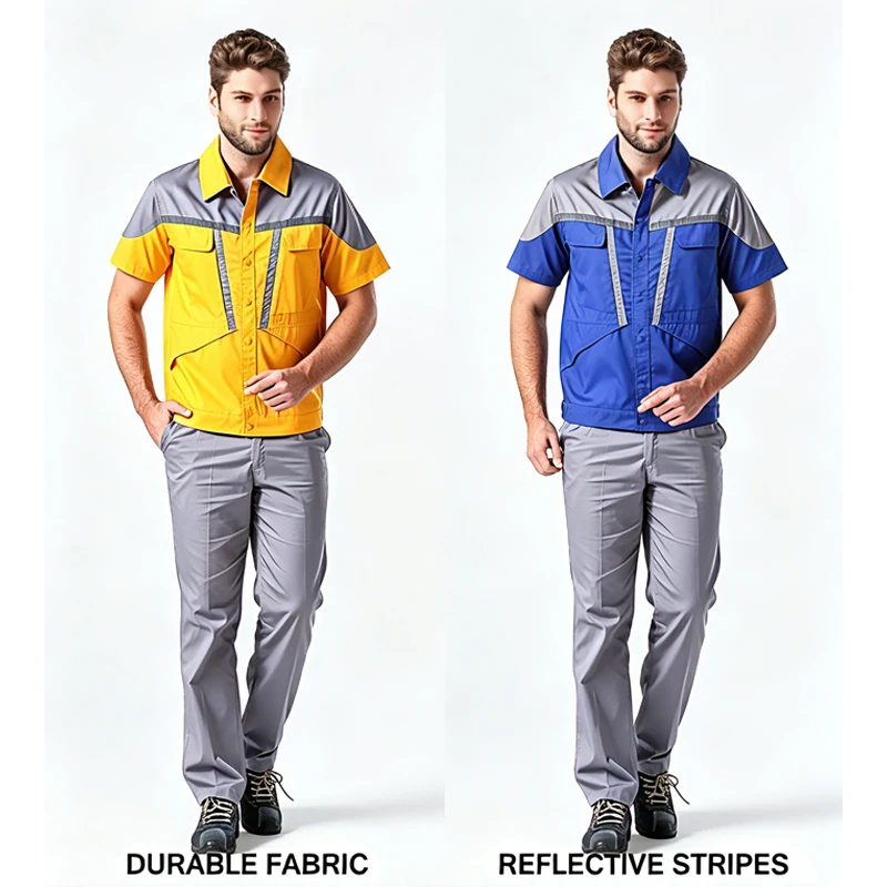 Woman Men Work Coverall Working Uniforms Short Sleeve Labor Insurance Workshop Labor Auto Repair Mechanic Summer Suits Plus Size