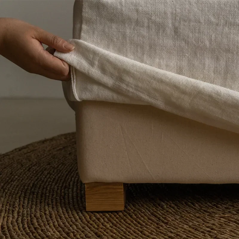 Japanese-style modern wabi-sabi style Nordic removable and washable linen fabric single corner leisure chair solid wood sofa