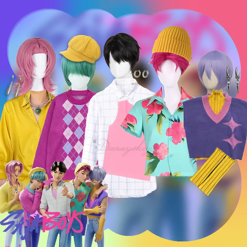 

Saja Boys Anime K-Pop Demon Hunters Jinu Baby Abby Mystery Romance Cosplay Costume Cosplay Wig Halloween party Group Accessories