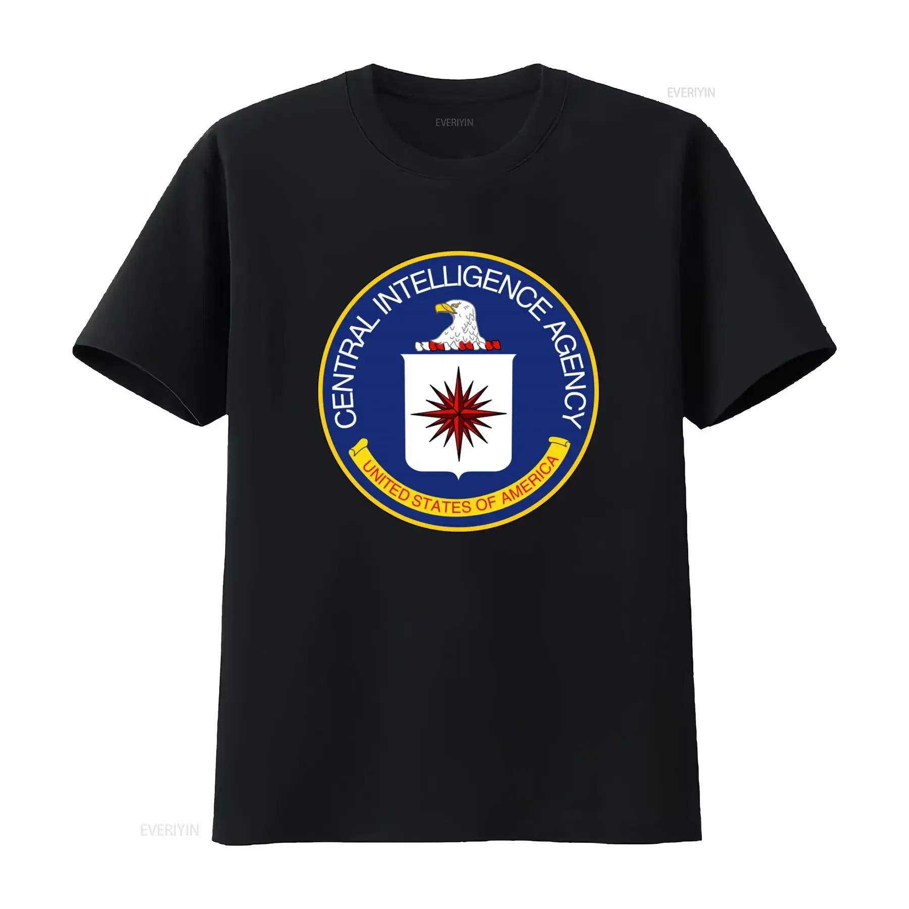 Cia Central Intelligence Agency Official Seal Cotton T Shirt For  vintage Washed Casual graphic Stylish homme Soft Breathable