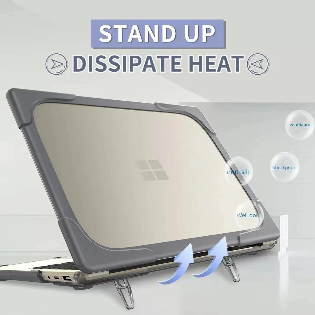 Tpu Silicone Case para Microsoft Surface Laptop 13.5 15 Polegada Suporte Capa Laptop go 12.4 Case Dissipação por Calor Bracket Shell