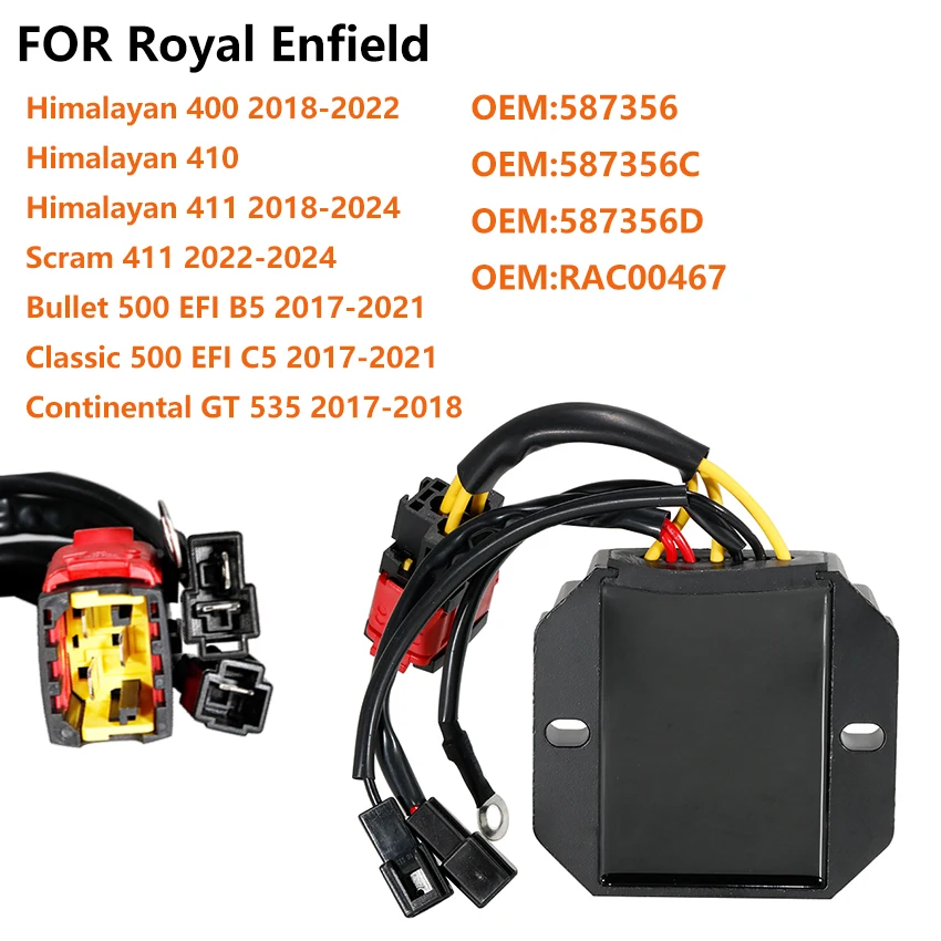 

Регулятор напряжения выпрямителя мотоцикла для Royal Enfield Himalayan 400 410 411 Scram 411 Bullet Classic 500 EFI B5 C5 OEM: 587356