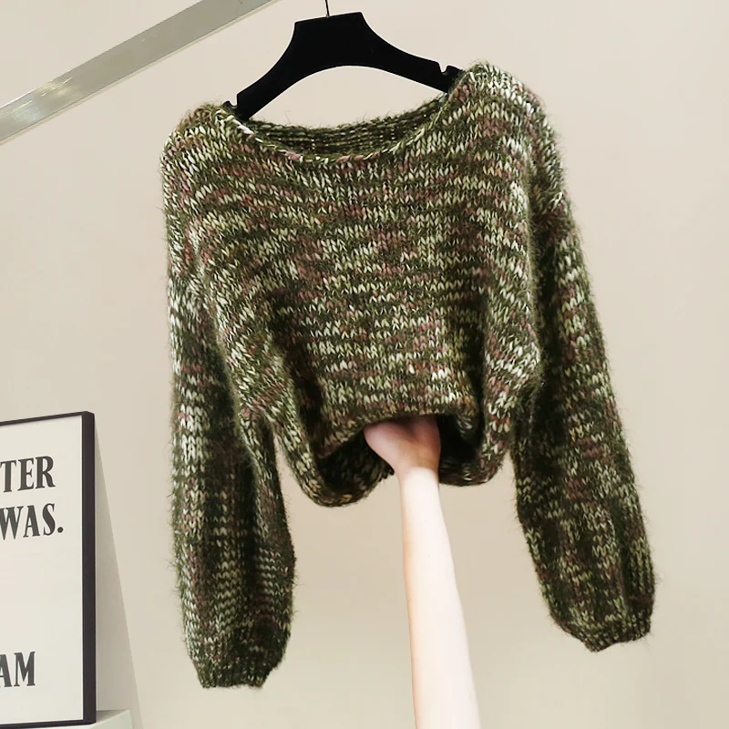 

Корейский вязаный свитер оверсайз из плотной ткани с длинными рукавами, модный, с цветовыми блоками, осенне-зимний, теплый, повседневный топ