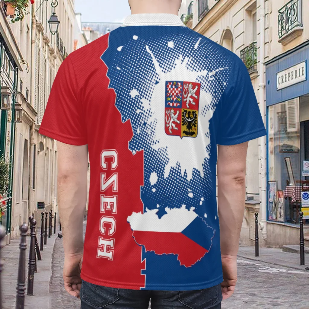 2026 Czech Republic Flag Retro V NECK Summer Short Sleeve T-Shirt Men Women Shirts Breathable Sports Tees view 4