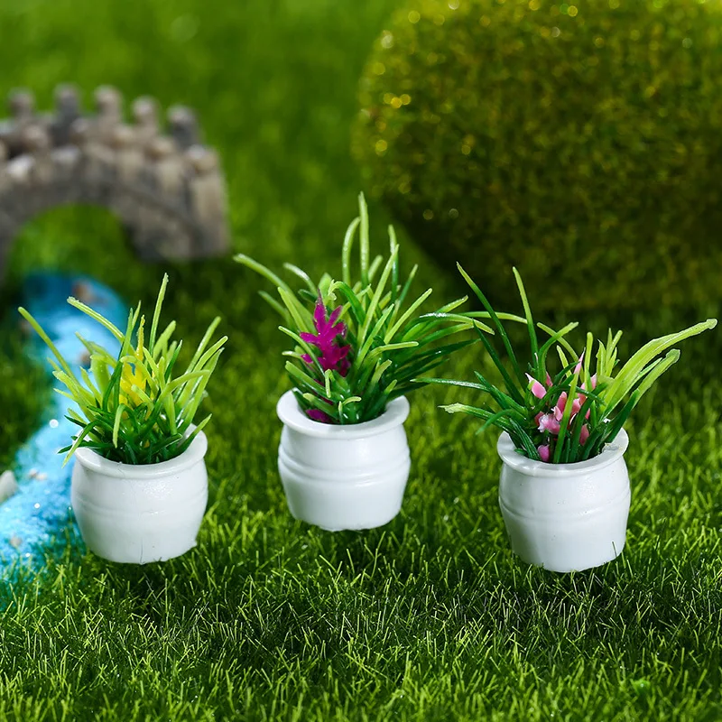 Miniature Potted Flowers/Grass Mixed Plants Model For Diy Garden/Building Sand Table Scene Layout Materials Diorama Kits 10Pcs