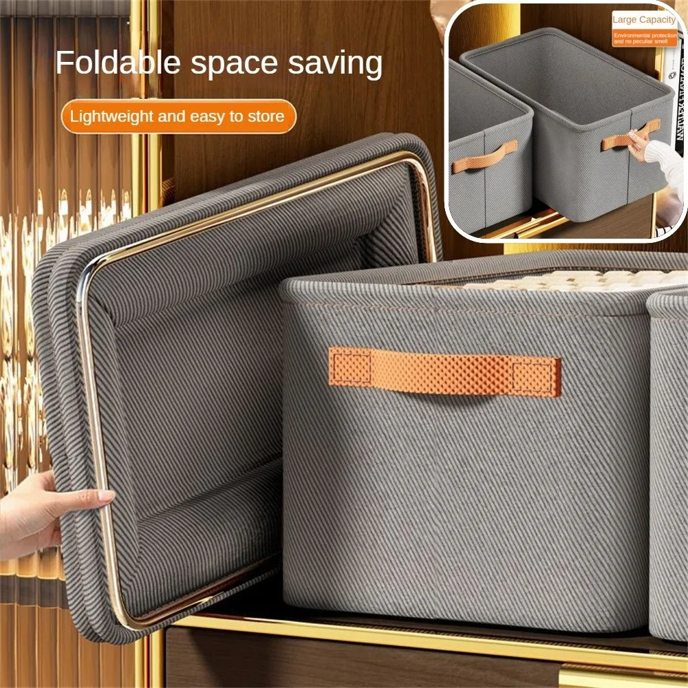 1pc Grey Nonwoven Fabric Clothing Storage Box Household Wardrobe Organization and Storage