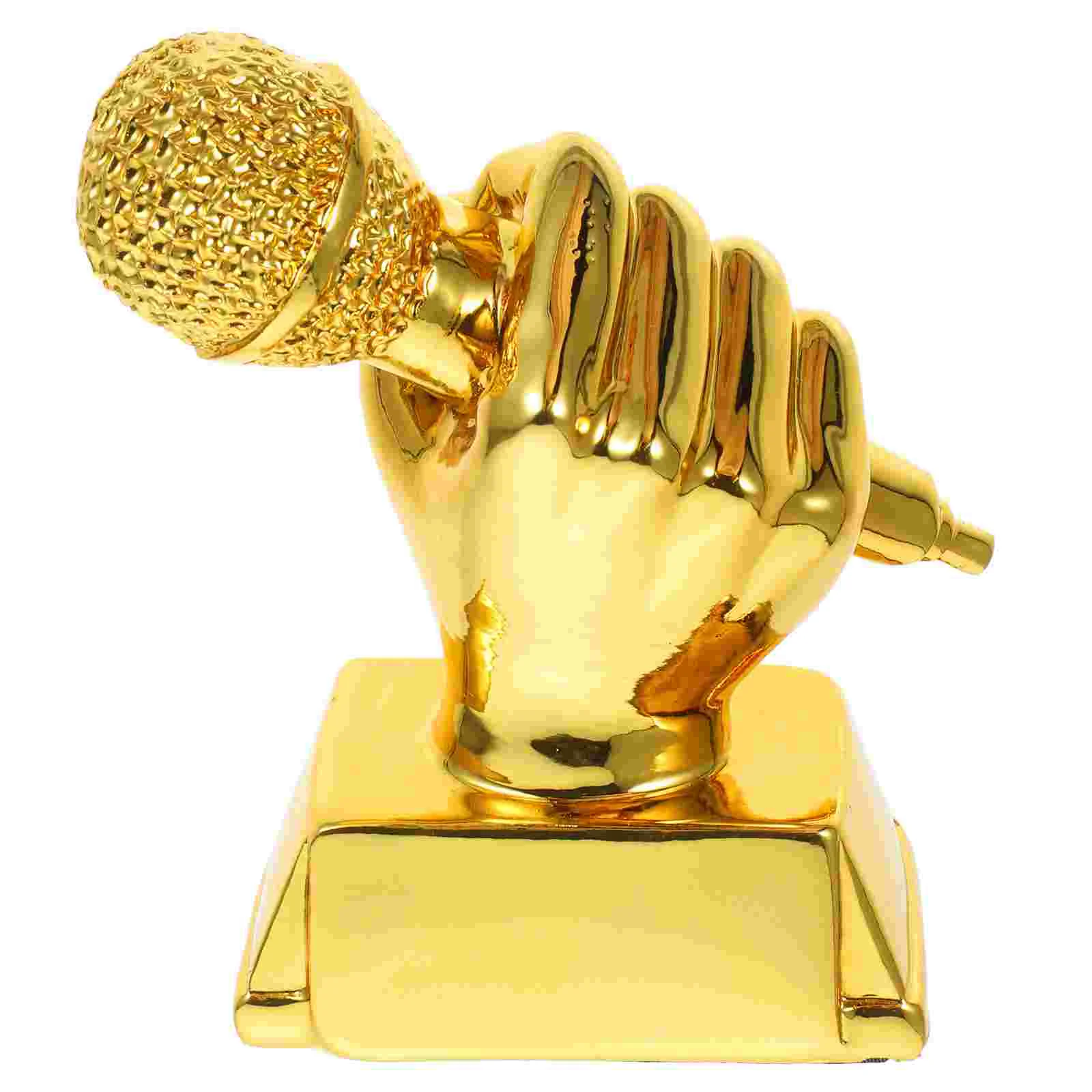 Microphone Trophy Award Competitions Resin Funny Party Cheer For Parties Music Trophies Mini