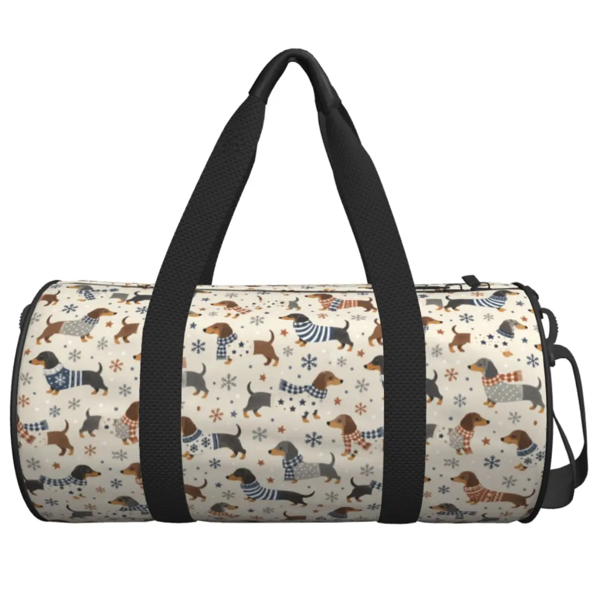 Men Travel Bag Cute Dachshund Dog Bone Paw Print Gym Bag Large Capacity Waterproof Design Handbag Colorful Training Sports Bag