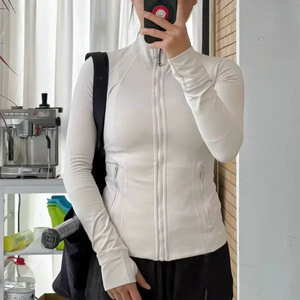Lemon Cropped Defines Jacket Outerwear Nylon Stretch Zipper Running Yoga Long Sleeve Top Jacket Groove High Waist Flared Pants