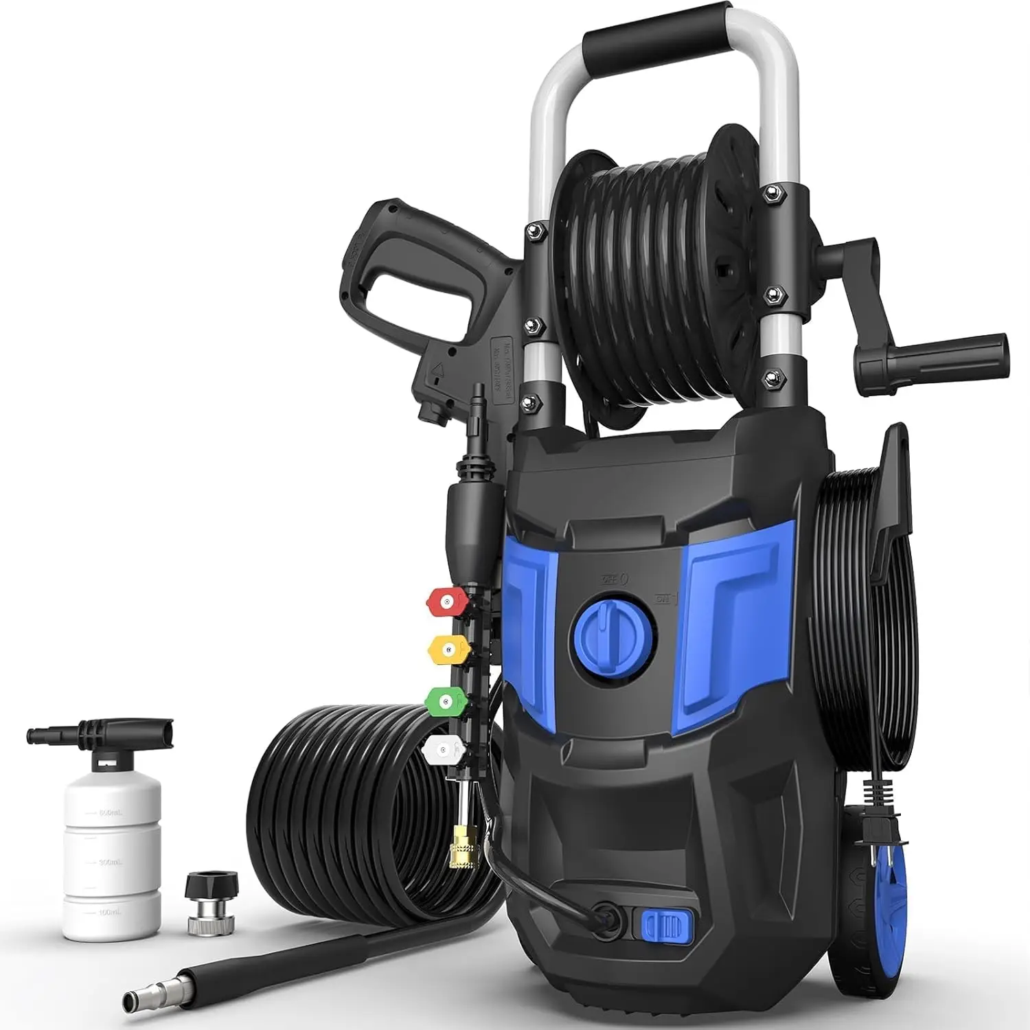 

Pressure Washer,4800PSI Max 3.2 GPM 20FT Hose,35FT Power Cord 4 Different Tips Foam Cannon Power Washer