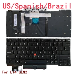 New US Spanish Laptop Backlit Keyboard For Lenovo Thinkpad E14 GEN2 Notebook PC Replacement