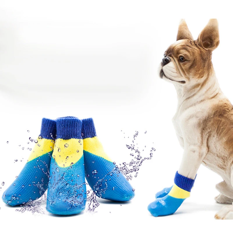 Waterproof Rubber Rain and Snow Boots for Dogs, Non-Slip, Fixed Dog Shoes, Footwear for Small, Medium, Big Dogs, Home