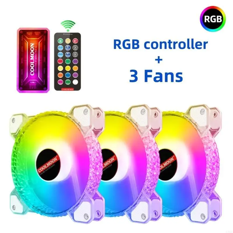 C90F Diamond 120 مللي متر مروحة تبريد جهاز كمبيوتر شخصي لمراوح العلبة PWM 6PIN قابل للتعديل مبرد صامت كتم صوت RGB مروحة المبرد #5