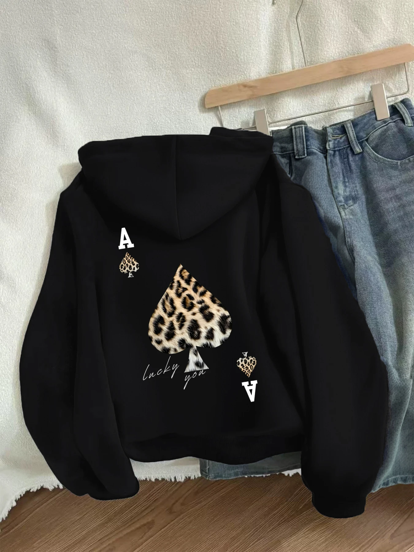 

Winter Y2k Gothic print thick heavy velvet black hooded zipper jacket slim temperament women's jacket casual lazy commuter style