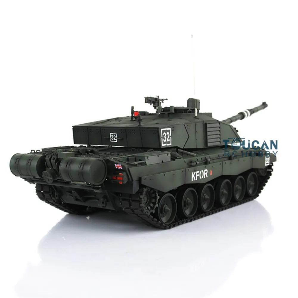 Heng Long RC Tank 1/16 أخضر داكن 7.0 Challenger II خزان التحكم عن بعد 3908 360 ° برج المعدن المسار نموذج اللعب الهدايا TH17751 #6
