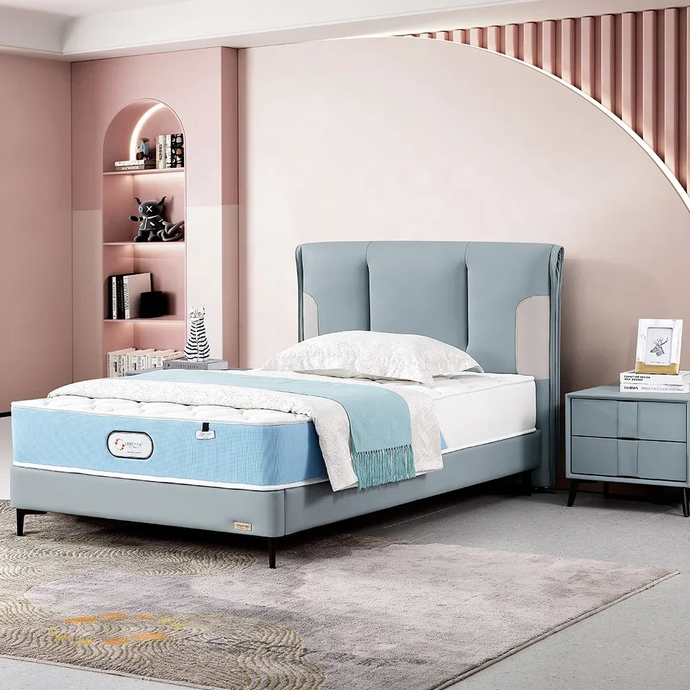 

Cute Leather Carbon Steel Legs Children's Bed For Bedroom