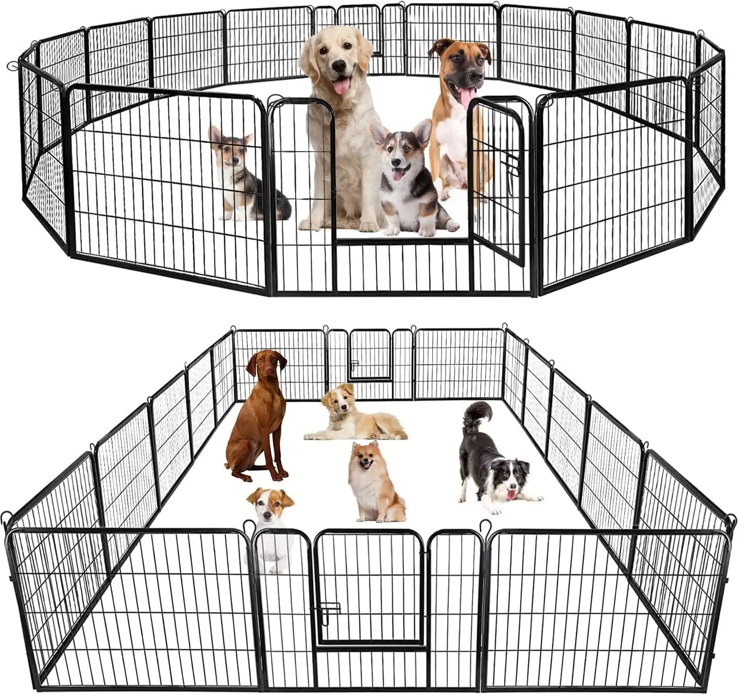 Indoor Dog Playpen, 16 Panels Dog Pen for Medium and Large Dogs, Exercise Pen Pet Dog Fence with Doors Pet Puppy Playpen